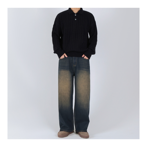 Pantalones vaqueros para hombre, Vaqueros clásicos de corte recto y ancho, pantalones vaqueros informales de estilo callejero para hombre, cómodos pantalones diarios para todas las estaciones H5001 - Product Image 6