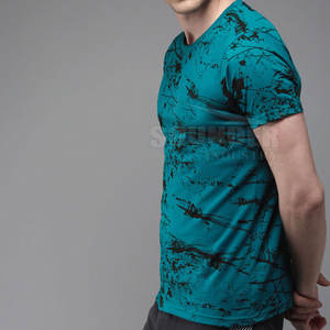 Nueva llegada de los hombres de verano de manga corta de cuello redondo camisetas cómodas de poliéster/algodón sublimación impresa con logotipo frontal - Product Image 3