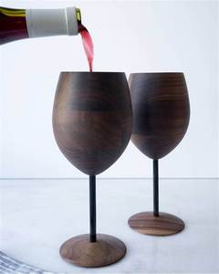 Copa de vino de madera innovadora, Copas de madera de nogal, vidrio de comedor, cuencos de madera artesanales, vasos de whisky de roble - Product Image 5