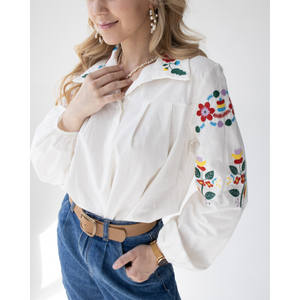 Women's Embroidered Islamic Blouse Long Sleeves Adjustable <b>Elastic</b> Viscose V-Neck <b>Lace</b> Casual Daily Mini Summer Office Wear - Product Image 5