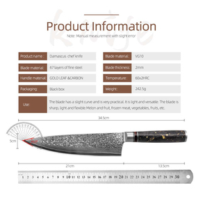 Venta al por mayor pedidos a granel personalizados OEM ODM servicio profesional japonés mango de fibra de carbono Damasco cocina Chef cuchillo - Product Image 2