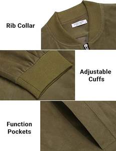 Blouson aviateur décontracté en daim vintage pour hommes, design universitaire léger, col montant, motif géométrique, fermeture éclair avant pour l'hiver - Product Image 2