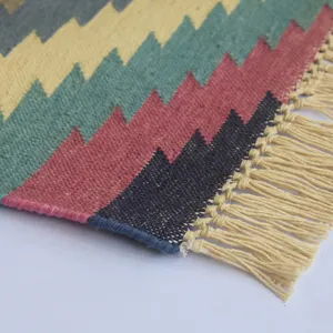Tapetes decorativos de algodão tecido à mão, punja dhurrie para casa 3x5, 4x6 pés disponíveis no preço de fábrica