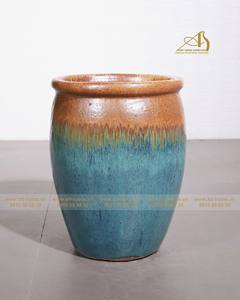 Pot en céramique émaillée jaune jade Ombre GL417H73-YJO accent élégant pour décor de jardin à la maison et arrangements de plantes uniques - Product Image 5