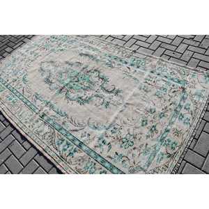 พรมขนาด 5x8.6 ฟุต, พรมตุรกีโบราณขนาดใหญ่, พรมขนสัตว์สีเบจ - Product Image 4