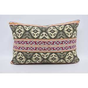 Multicolor Wool Kilim Pillow 16x24 Inch Luxury <b>Fluffy</b> Patterned Accent Pillow Woven Style Portable <b>Bedding</b> for Christmas - Product Image 5