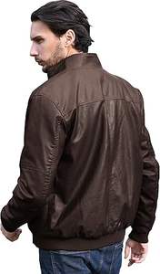 Chaqueta de Cuero Vacuno para Hombre, con Cuello Alto y Logotipo Frontal, Ecológica, Transpirable, de Secado Rápido, para Invierno - Product Image 3