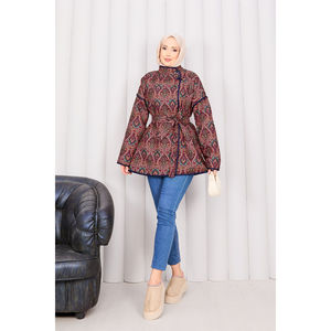 Ethnic <b>Pattern</b> <b>Quilted</b> <b>Jacket</b> with Reversible Satin Outer Floral Linen Lining XL Polyester/Cotton Filling for Spring Autumn - Product Image 3