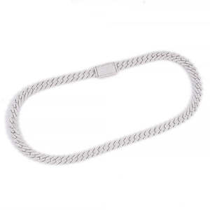 Cadena Cubana de Oro Sólido de 14K de 10MM con Diamantes, Collares de Diamantes Premium - Product Image 2