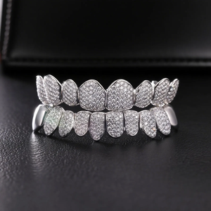 Tendance hommes et femmes Fine Grillz élégant 925 argent coupe ronde Moissanite diamant dents bijoux glacé Hip Hop Style cadeau parfait - Product Image 1