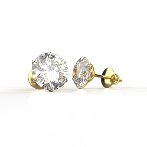 Avarta Jewellery 92.5 Sterling <b>Silver</b> 3.80 Carat Each Solitaire <b>Stud</b> Earrings With Yellow Gold Polish - Product Image 5