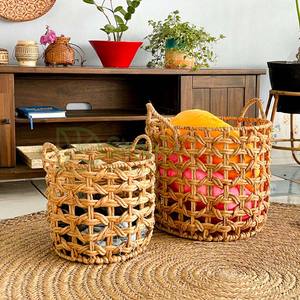 ตะกร้าผักตบชวาสานมือพร้อมที่จับผู้ผลิตจากเวียดนาม - Product Image 6