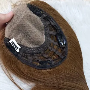 Cabelo humano topper seda top cabelo peruca mulheres hairpieces cabelo topper para as mulheres