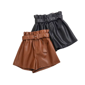 Nouveaux shorts en cuir personnalisés pour femmes, vêtements de mode, amples et respirants de haute qualité en provenance du Pakistan - Product Image 1