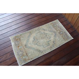 Alfombra Turca Pequeña, Alfombra Vintage de 1.6x3.1 pies, Alfombra de Lana Azul - Product Image 2