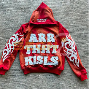 Venta al por mayor ácido lavado sol desteñido acampanado Sweatsuit 100% algodón pesado hombres chándal - Product Image 2