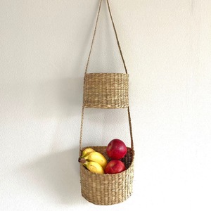 Panier de rangement multi-niveaux en herbe de mer tissé à la main, panier suspendu pour fruits en herbe de mer - Product Image 1
