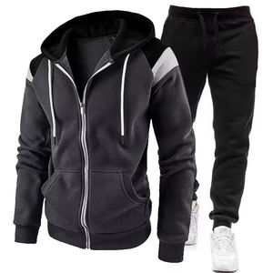 Venta caliente para hombre Casual Zip-Up Hoodie chaqueta de bloque de color transpirable para Otoño Invierno ropa deportiva trajes para adultos - Product Image 6