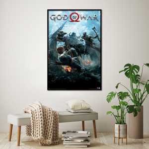 Affiche sur toile style moderne God of War avec cadre noir pour utilisation murale - Product Image 1