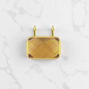 925 Argent Rectangle Facettes 10x14 MM Citrine Gemstone Double Bail Charme Pendentif Bijoux Pour Femmes - Product Image 1
