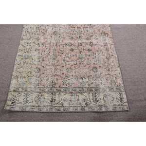 พรมตุรกีขนาด 3.6x6.7 ฟุต สีชมพูลายทาง วินเทจ ทำจากขนสัตว์ - Product Image 5