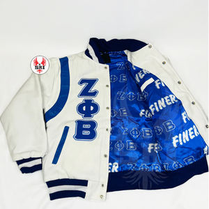 Zeta Phi Beta Sororité Broderie Femmes Letterman Veste ZPB Soror Brodé Laine Corps En Cuir Manches Versity Veste - Product Image 3