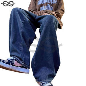 Pantalones vaqueros holgados de corte holgado para hombre, ropa de calle informal, pantalones vaqueros de gran tamaño Hip Hop de pierna ancha, cómodos, modernos y elegantes - Product Image 4