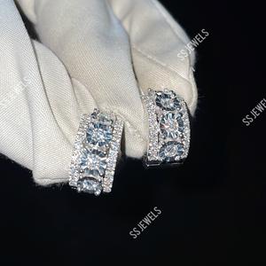 Pendientes de aro Unisex de oro sólido VVS Lab de 10K, ajuste de ilusión helada, CVD HPHT, chapado en rodio, regalo de aniversario de moda - Product Image 1