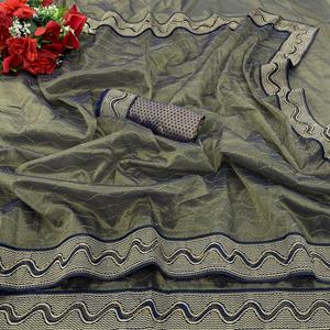 Vêtements indiens et pakistanais de soirée en filet doré à deux nuances, de style Bollywood indien et exclusif de créateur - Product Image 1