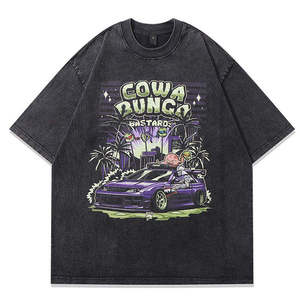 2025เสื้อยืดคอกลมทรงบ็อกซี่ฟิตสำหรับผู้ชายผ้าฝ้ายพิมพ์ลายสกรีนไซส์ใหญ่กว่าปกติสไตล์สตรีท DIY - Product Image 1