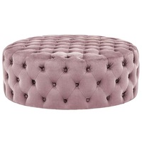 Pouf ottoman confortable de style luxueux et contemporain, en mousse haute densité, de forme ronde, pour chambre à coucher, hôtel et appartement