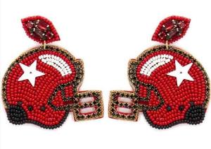 Olivia Mark Vibrant Crimson Glazed Rugby Boucles d'oreilles en forme de perles à la main Bijoux de corps Motif de balle pour les mariages Fêtes Cadeaux - Product Image 4