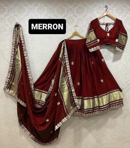 Dupatta en soie Gajji modal de qualité supérieure avec travail Gota et tissu de blouse non cousu, tenue ethnique traditionnelle, 64 modal gaji choli - Product Image 3
