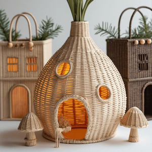 Adorno navideño de ratán de alta calidad con tono de color natural y diseño festivo para una decoración navideña ecológica - Product Image 6