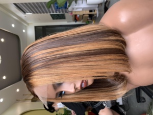 Vietnamese Hair Multiple Donors Vietnam Hair <b>Wig</b> Cut Piano <b>Brown</b> Color Transparent Closure 2*6 - Product Image 4