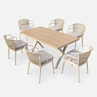 Ensemble multifonctionnel haut de gamme de style européen pour extérieur : table basse de jardin, chaise en rotin pour patio et balcon