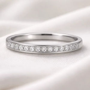 Anillo de Boda de Platino con Diamantes Cultivados en Laboratorio, Media Eternidad, Joyería Fina para Mujer, 14kt 18kt, Certificado IGI, Regalo de Lujo - Product Image 1