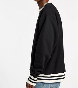 Pulls surdimensionnés personnalisés pour hommes Sweat-shirt vintage unisexe à col rond brodé pour hommes Sweat-shirt avec contraste Colo Rib Sweatshirts - Product Image 4