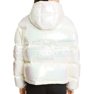 Chaqueta acolchada de nailon de alta calidad para mujer, chaqueta de invierno acolchada transpirable con estampado de logotipo personalizado, cremallera, lona acabada de otoño - Product Image 3