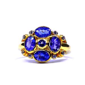 Bague pour femme classique à la mode en argent sterling 925 plaqué or Tanzanite Gemstone Party Wear Jewelry - Product Image 1