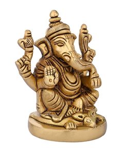 รูปปั้นพระพิฆเนศทองเหลืองที่ทันสมัย3.5 H x 2 W x 2.6 L นิ้วของตกแต่งบ้าน430 GM สำหรับ Diwali งานฝีมือที่ทันสมัย - Product Image 2