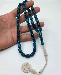 Chapelet musulman en cristal d'ambre en résine de 10 mm fait à la main, tasbih islamique, logo personnalisé, cadeau écologique - Product Image 3