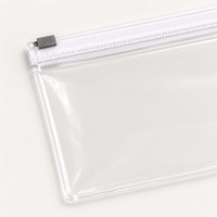 Sac à fermeture éclair en PVC transparent avec logo personnalisé pour fournitures de papeterie, pochette à crayons en PVC transparente, pochette à fermeture éclair en PVC réutilisable pour fournitures scolaires