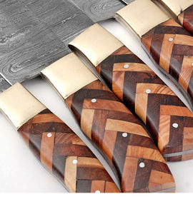 Juego de Cuchillos de Cocina Profesionales Modernos y Ecológicos Burraq, Hechos a Mano con Acero de Damasco, 5 Piezas, Mango de Madera - Product Image 2