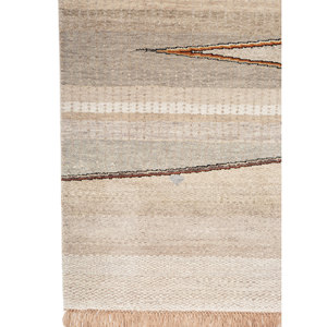 Manchaha Beige <b>Brown</b> Hand Knotted <b>Wool</b> Silk Rugs Classic Geometric Design 9x12 Rectangle for Home for Bedroom Hallway - Product Image 4