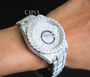 Moissanite à la mode glacé montre en diamant avec mouvement à quartz Style Hip Hop bijoux de mode montre pour hommes disponibles à la vente - Product Image 5