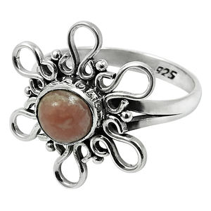Rhodochrosite naturelle Gemstone 925 Sterling Silver Unique Design Flower Ring Handmade Custom Design Jewelry Manufacturer India - Product Image 1