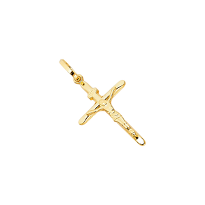 Crucifijo de circón chapado en oro amarillo de 14 quilates, colgante de Cruz icónica cristiana para niños y accesorios religiosos de moda Unisex - Product Image 3