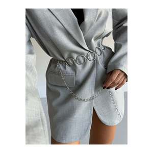 Round Detailed Women's <b>Chain</b> Waist <b>Belt</b>, Jacket <b>Belt</b>, Dress <b>Belt</b>, Shirt <b>Belt</b>, <b>Chain</b> <b>Belt</b> - Silver - Product Image 3
