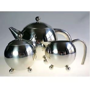 Pots à sucre et crémier en métal de table de cuisine en acier inoxydable cloche crémier pichet à mousse directe miroir brillant large bouche - Product Image 1